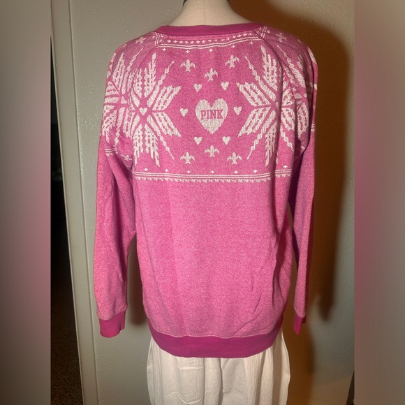 PINK Victoria's Secret Snowflake Sweatshirt XS (Fits M-L) see measurements - Picture 5 of 8